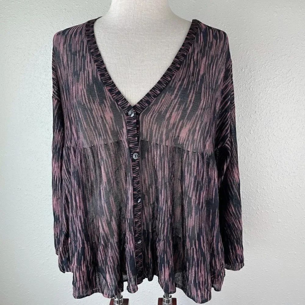 NWT Nine West Sheer Button Down Top Size M